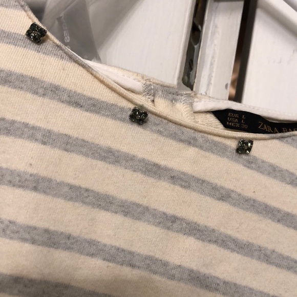 Zara | Stripe Sweatshirt with Bling Detail - Picture 2 of 5